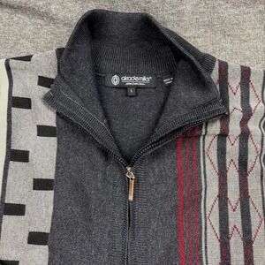 Akademiks Mens Lg. Full Zip Sweater Knit Cardigan Abstract‎ Cozy Bold Retro Warm